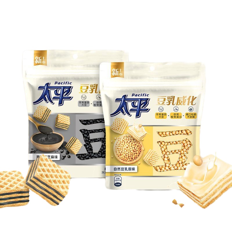 亿滋 太平豆乳小方黑豆黑芝麻味饼干100g早餐饼干零食