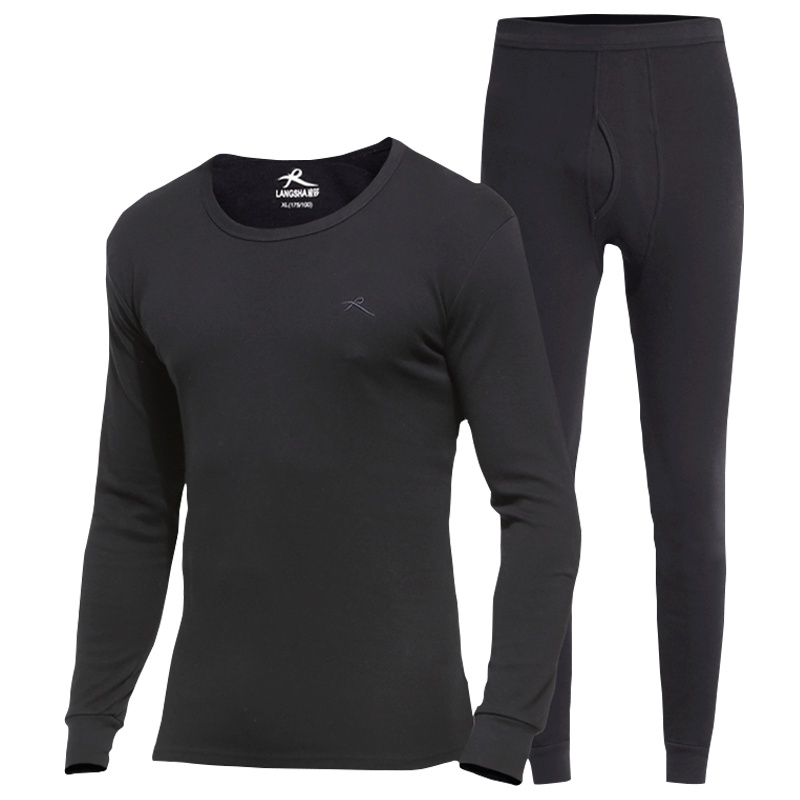 浪莎秋衣秋裤 男 套装纯棉毛衫秋冬青年男士圆领薄款 全棉保暖内衣