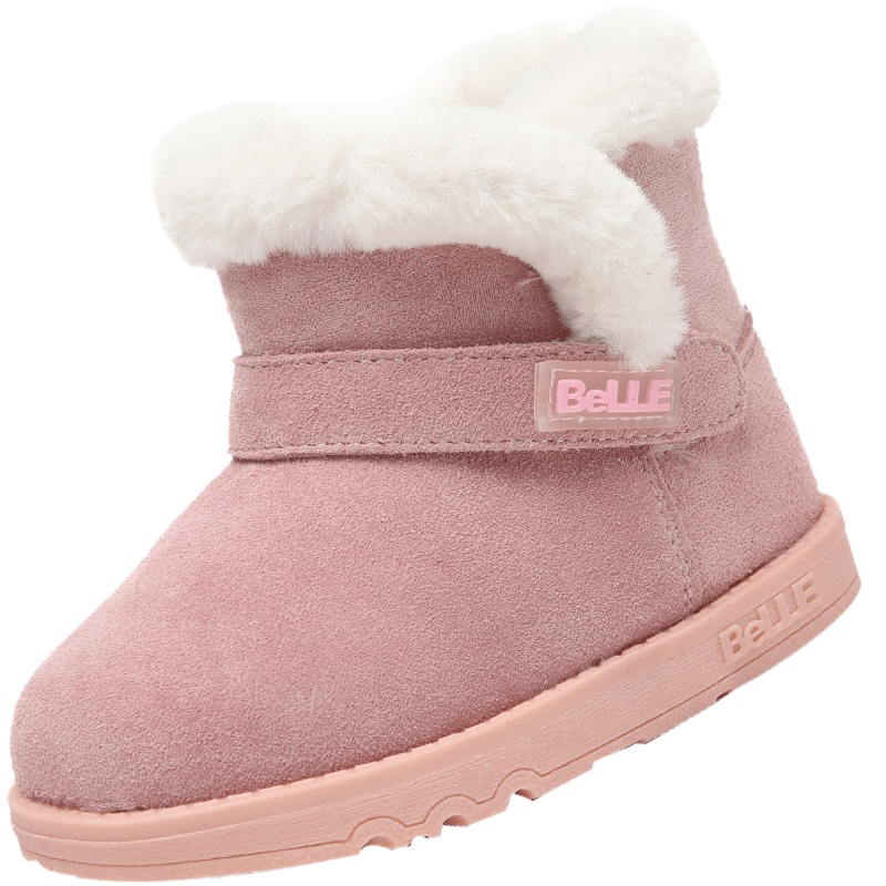 BELLE百丽童鞋女婴软底学步棉鞋冬季宝宝雪地靴1-3岁儿童防滑短靴DE5985