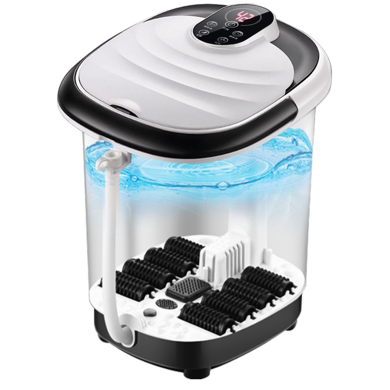 安尚足浴器高深桶按键八大脚动滚轮按摩足浴桶蒸熏泡小腿足浴盆揉捏舒适家用足疗养生洗脚桶红光一键启动加热泡脚桶神器恒温足疗机