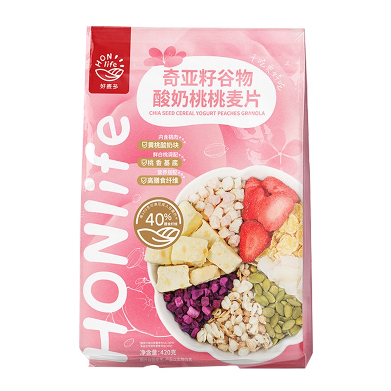 好麦多酸奶桃桃奇亚籽水果麦片420g