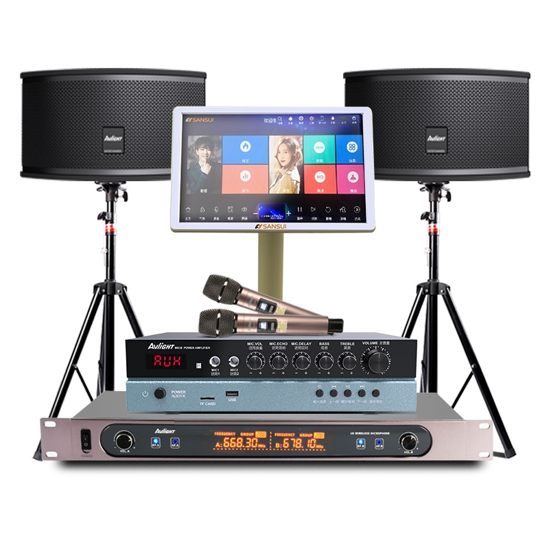 爱浪(AvliGHT)MK60-06家庭家用KTV套装专业K歌音响客厅会议带功放无线话筒+点歌机