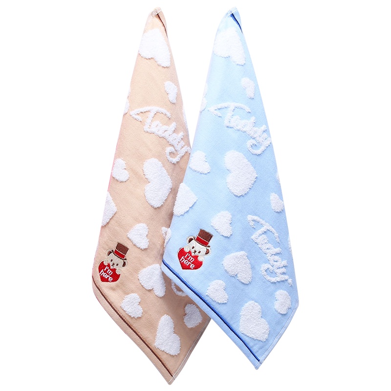 洁丽雅AB棉卡通方巾纯棉柔软棉纱面巾34*34cm