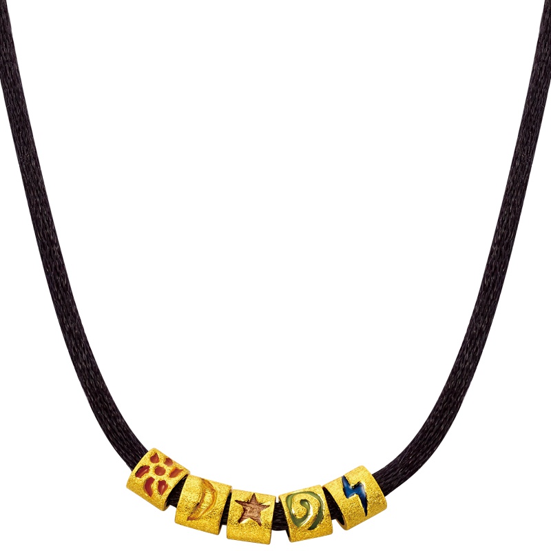 周大福珠宝首饰日月星云电足金转运珠黄金吊坠R14276