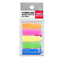 得力（deli）100张5色荧光膜指示标签贴 43*12mm箭头款分类索引9064