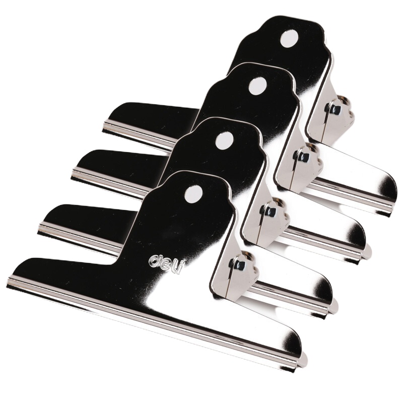 得力 不锈钢铁夹子大中小号文件报夹山圆形铁票夹办公用品票据夹 9532-3只装五组装