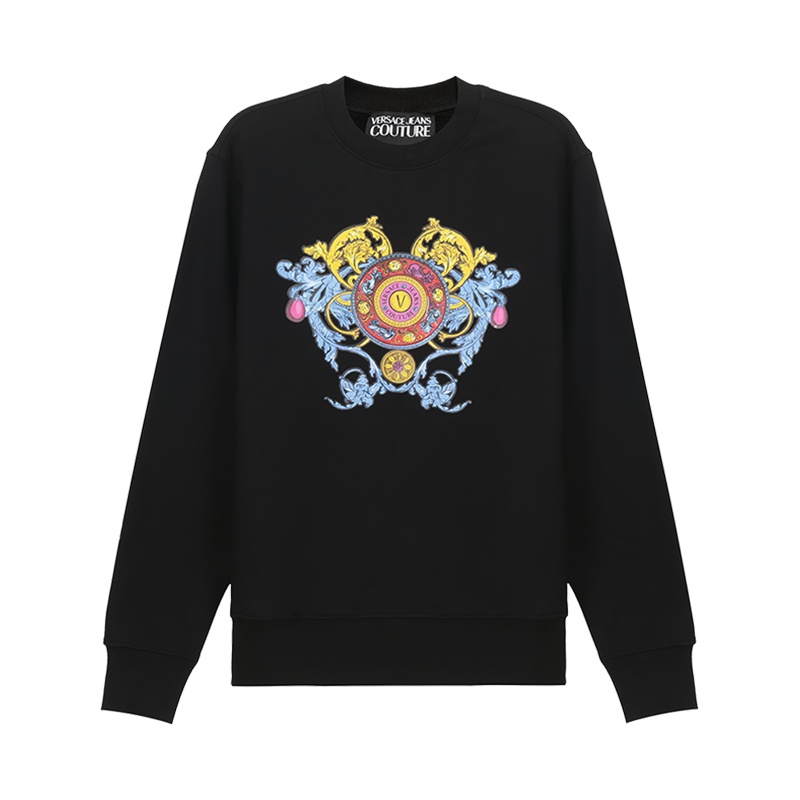 范思哲 VERSACE JEANS COUTURE 男士 棉质加绒款圆领长袖卫衣运动衫71GAIT16 CF00O