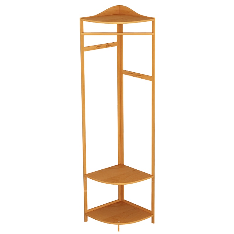弘拜 楠竹转角衣帽架落地 卧室 挂衣服架子 卧室置物架 楠竹衣服架子 挂衣架落地