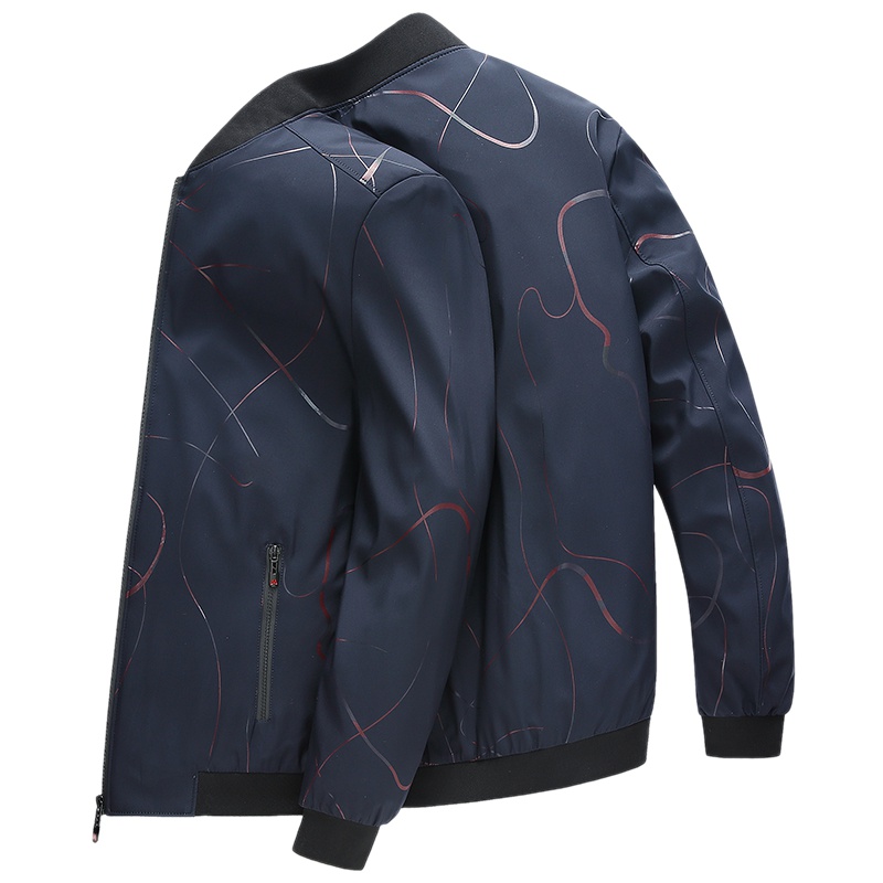 卡帝乐鳄鱼2019春季新品男士夹克衫中年棒球领印花外套BAC2023