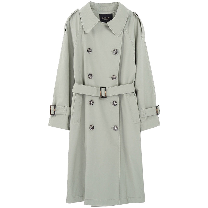 上新拉夏贝尔中长款冬季新款修身系带韩版风衣女士外套10018270