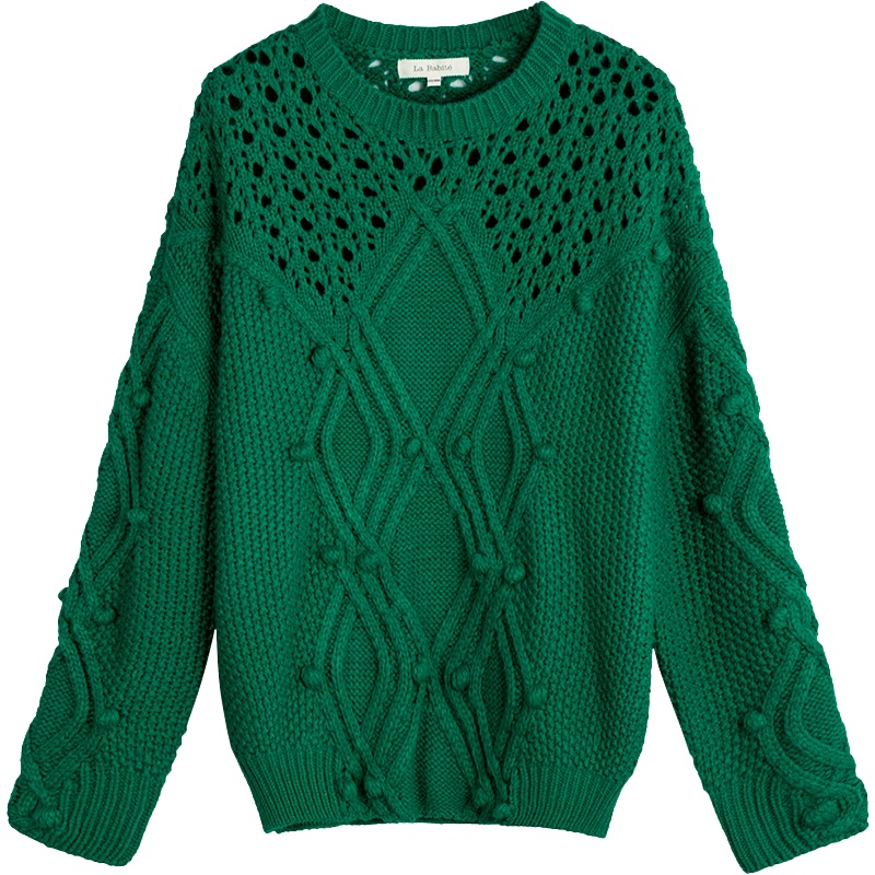 拉夏贝尔拉贝缇2019秋装宽松粗毛线毛衣女新款秋女装套头针织衫60006282