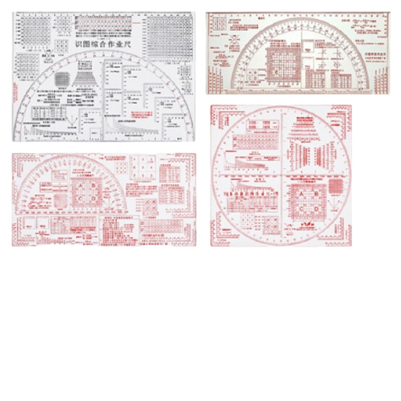 多功能测量双色识图用图综合作业尺18T战术指挥尺 识图用图尺18-3型