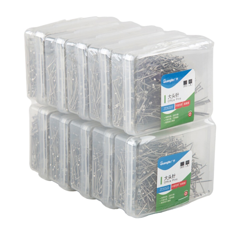 广博(GuangBo) ZD5322 24mm大头针 50g 高强度重型厚层装订针 不锈钢盒装大头针 10盒装