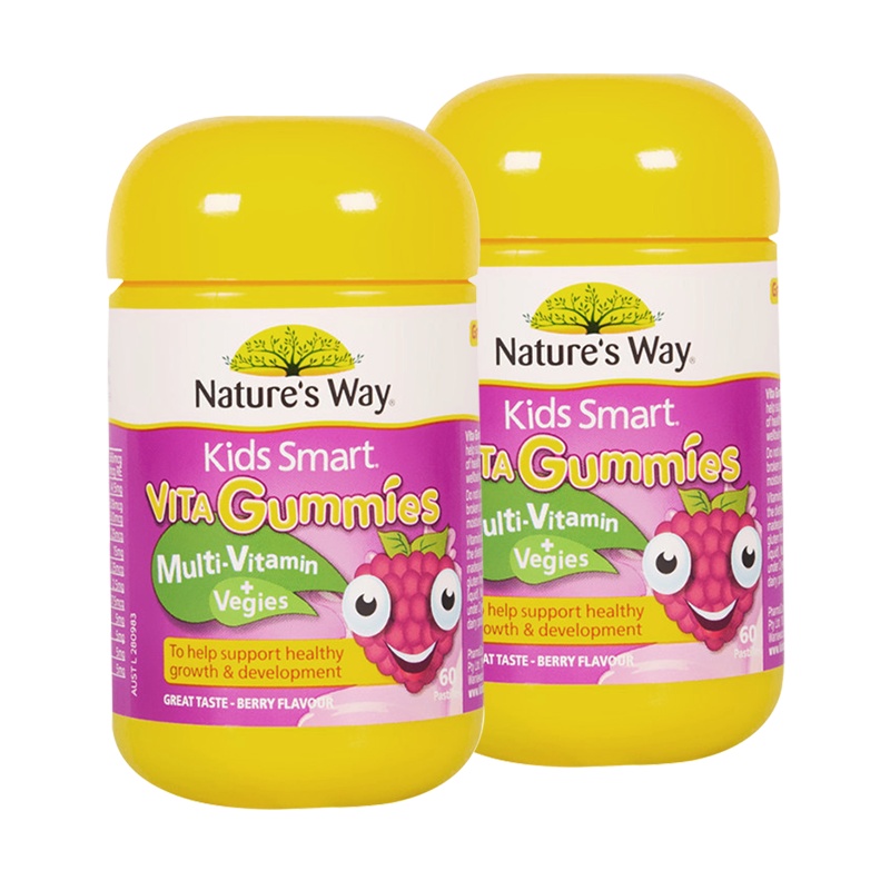 2件装丨Nature's Way佳思敏儿童复合维生素+蔬菜软糖60粒/瓶装3岁以上 富含多种营养素 澳洲进口