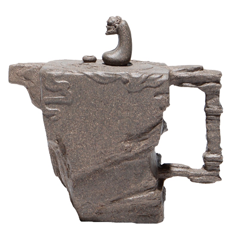 蕙韵 『达摩雕塑』全手工花器 宜兴紫砂壶原矿青段泥 家用功夫茶具泡茶壶 240ml