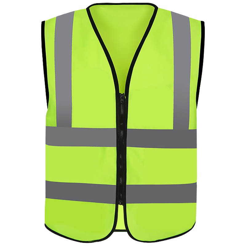 趣行 反光背心 拉链式反光衣 荧光黄绿色汽车交通安全警示马甲4条反光条 环卫施工执勤骑行安全服