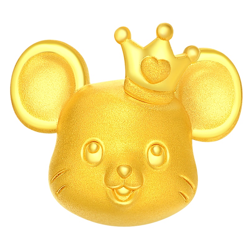 周大福 十二生肖鼠皇冠鼠金吊坠甄品R23672