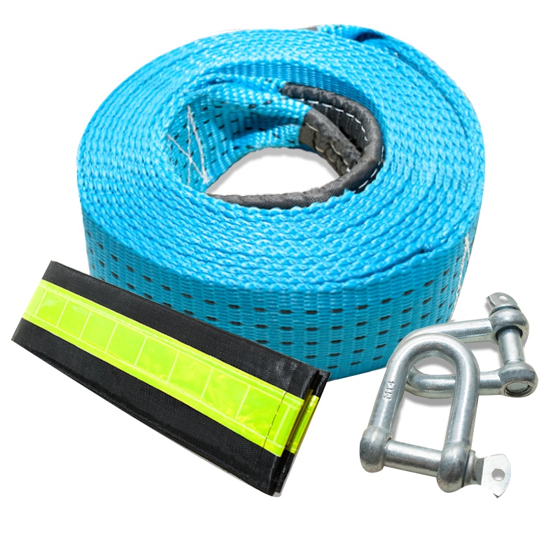 淘尔杰TAOERJ汽车拖车绳钢丝车用强力牵引绳拉车绳拖车带加厚越野捆绑带 5吨4米带夜光(送手提袋)