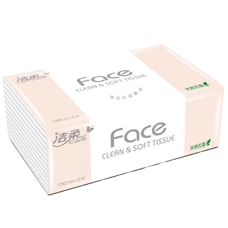 洁柔(C&S)Face(粉色) 天然无香150抽3层抽取式纸面巾(3包装)