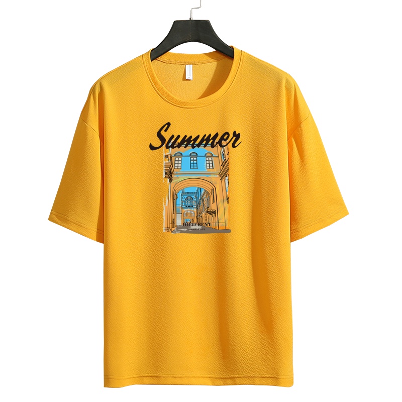 IKOPPOI 2019夏季新款男士短袖t恤宽松五分袖上衣印花潮牌 TX920-5