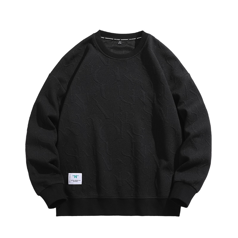 DEBRAND潮男简约英文小标百搭圆领纯色卫衣男街头上衣打底衫套头