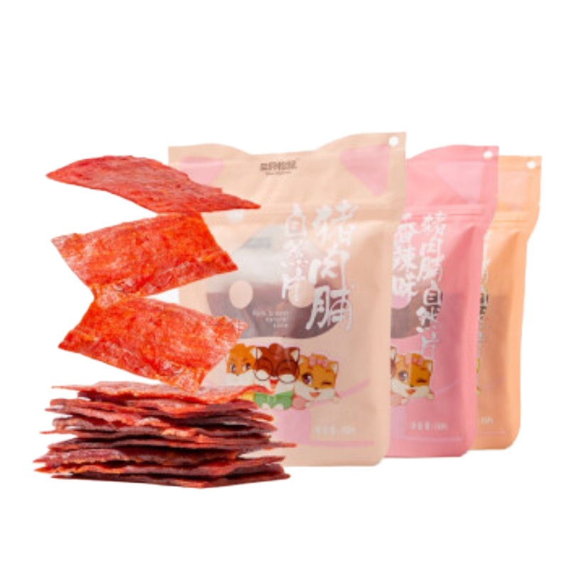 三只松鼠猪肉脯自然片香辣味450g(150g*3) 休闲小零食