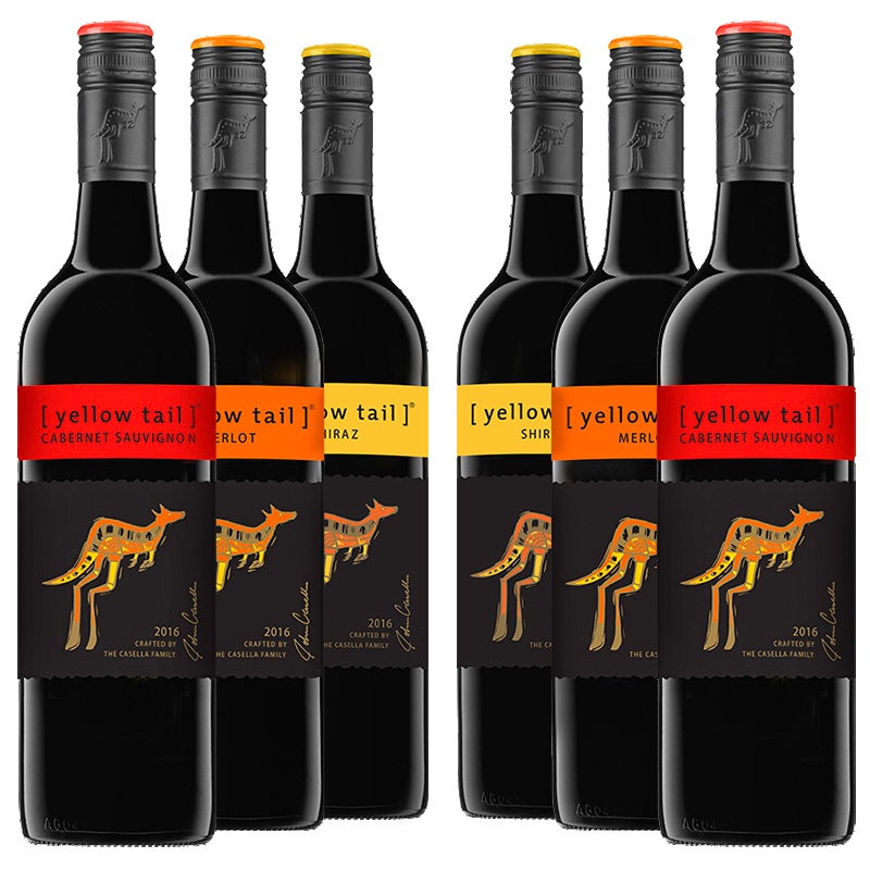 澳大利亚进口红酒 黄尾袋鼠/Yellow Tail葡萄酒 混合装整箱 750ml*6