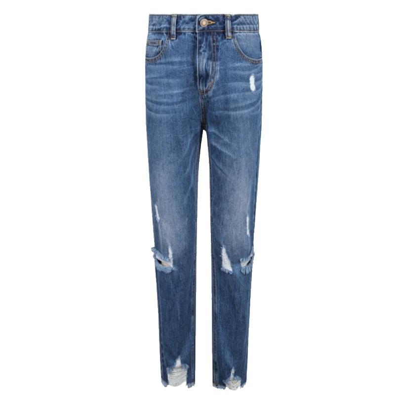 【专柜同款】Puella九分牛仔破洞裤子女夏新款韩版磨破直筒宽松乞丐裤长裤