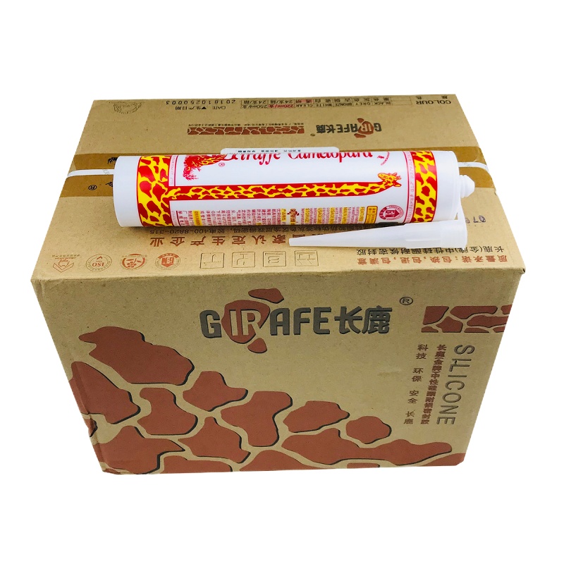 长鹿中性玻璃胶长颈鹿密封胶透明瓷白黑灰色鱼缸胶防水防霉耐候胶 300ML 透明