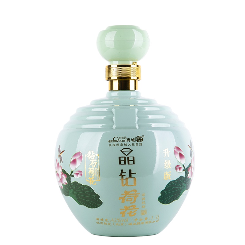 [三斤大坛]晶钻荷花1500ml浓香型原浆白酒礼盒装42度特价