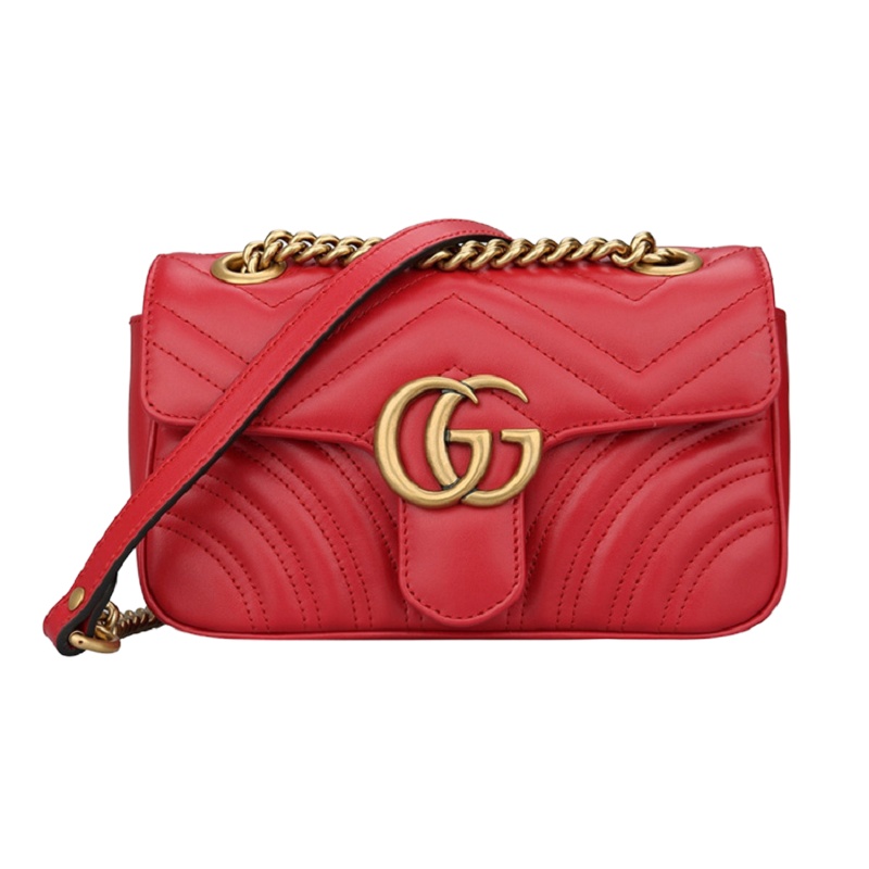 【马思纯同款】GUCCI 古驰 女士红色皮革斜挎包 446744-DTDIT-6433