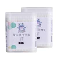 DuDi/青蛙嘟迪 婴幼儿棉签新生儿耳鼻用超细小头螺旋儿童棉花棒掏鼻屎耳朵耳鼻屎清洁神器细轴双头棉棒400支/2盒