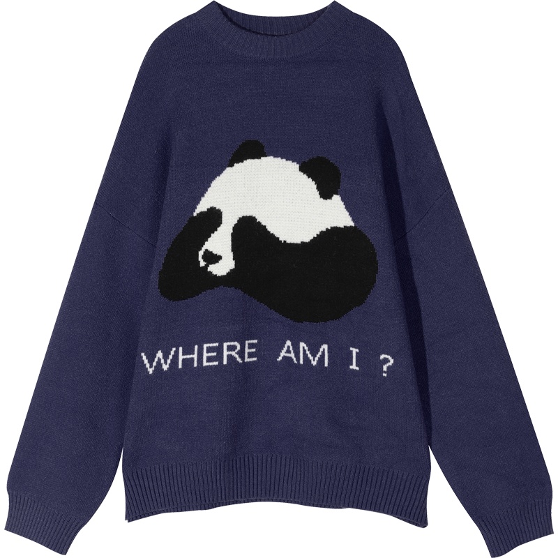 妖精的口袋红色提花毛衣2019秋冬季新款女慵懒宽松外穿针织衫