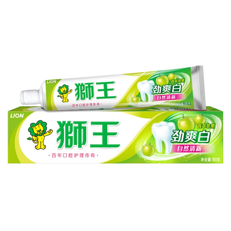 狮王(Lion)劲爽白牙膏香萃苹果180g