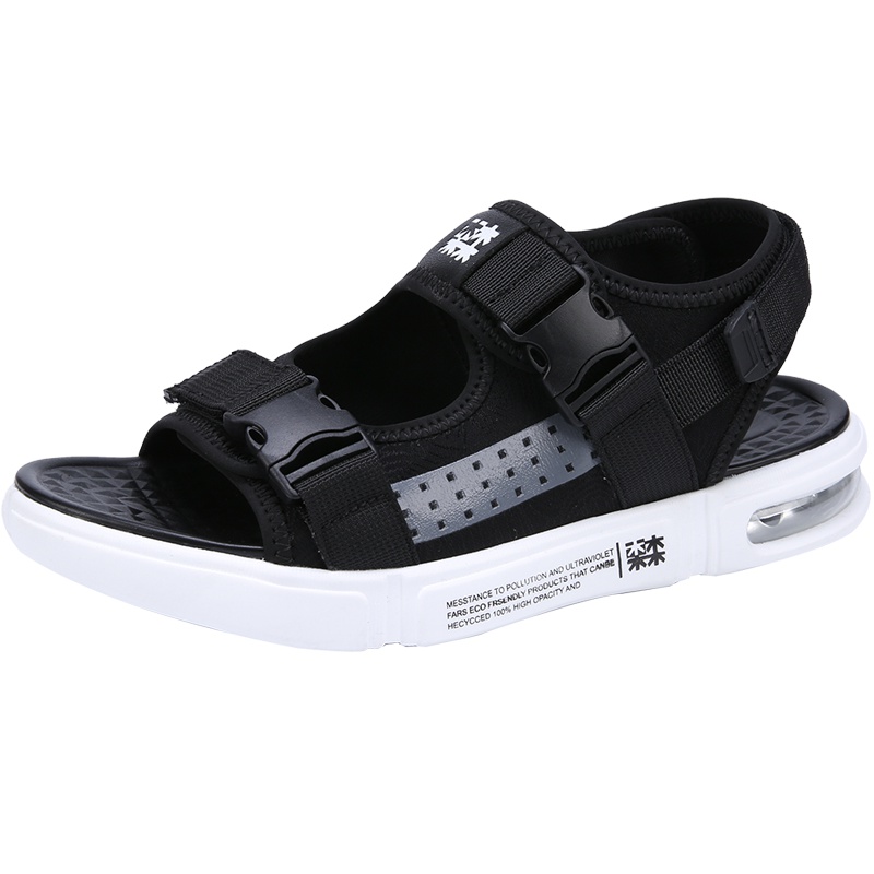 木林森凉鞋夏季露趾透气轻便罗马休闲时尚潮流防滑编织男士沙滩鞋