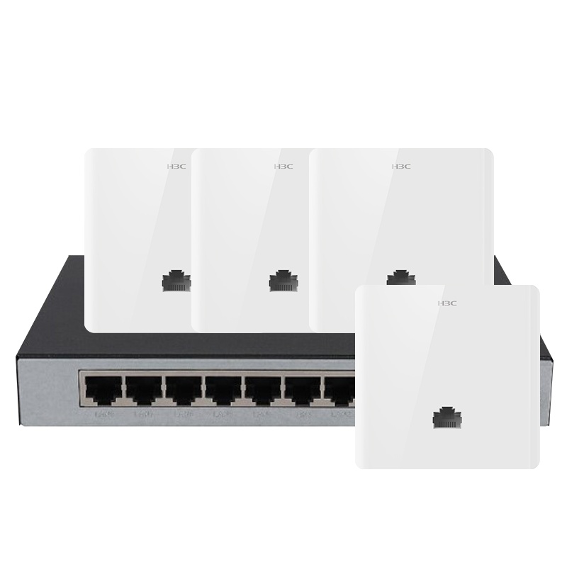 华三（H3C）H8套装二：H200+A200G*4 千兆口 86型嵌入式面板AP POE供电别墅家用 无线WiFi覆盖路由器