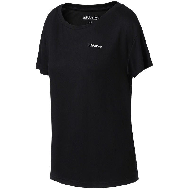 adidas阿迪达斯NEO女子短袖T恤休闲运动服装CV7021 L CV7021黑+黑