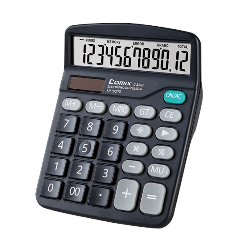 齐心C-837H经典桌面办公计算器 12位大屏幕桌面计算机 学生办公文具用品
