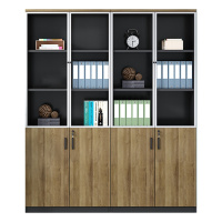 创世人 办公家具1.5米书柜文件柜档案柜板式玻璃书柜储物木质办公柜资料柜文件柜