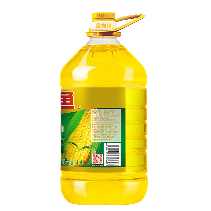 金龙鱼牌食用油 非转基因 压榨 一级 纯正玉米油4L