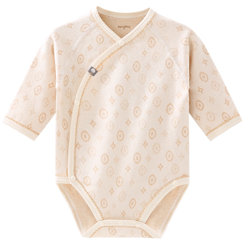 Aengbay 新生婴儿儿包屁衣公主长袖女宝宝护肚连体衣无骨缝制三角