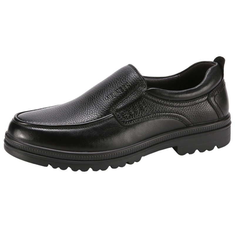 木林森男鞋皮鞋男士2019秋季新款商务休闲鞋时尚套脚时尚百搭正装增高皮鞋一脚登工作鞋爸爸父亲鞋