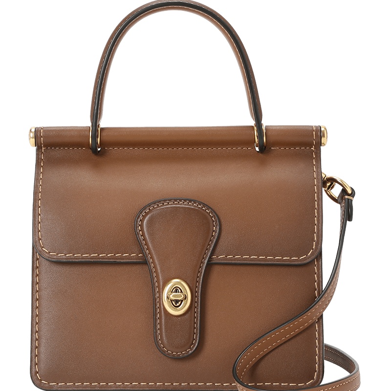 蔻驰 COACH 通勤手拎包 椭圆扣光面皮 女士单肩斜挎手提包 89225