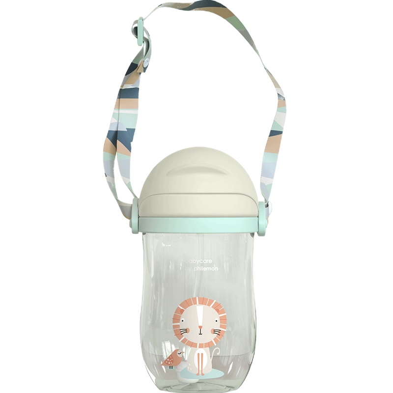 baby care婴儿学饮杯 幼儿园宝宝防摔防呛带手柄重力球儿童吸管水杯 360ml-淡藻绿 2718