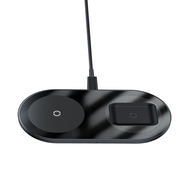 倍思无线充电器苹果15W快充板二合一iPhone万能通用airpods耳机pro版WXJK-C01黑色