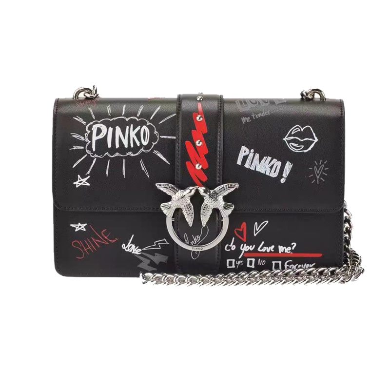 PINKO女士链条斜跨燕子包飞鸟包 小号