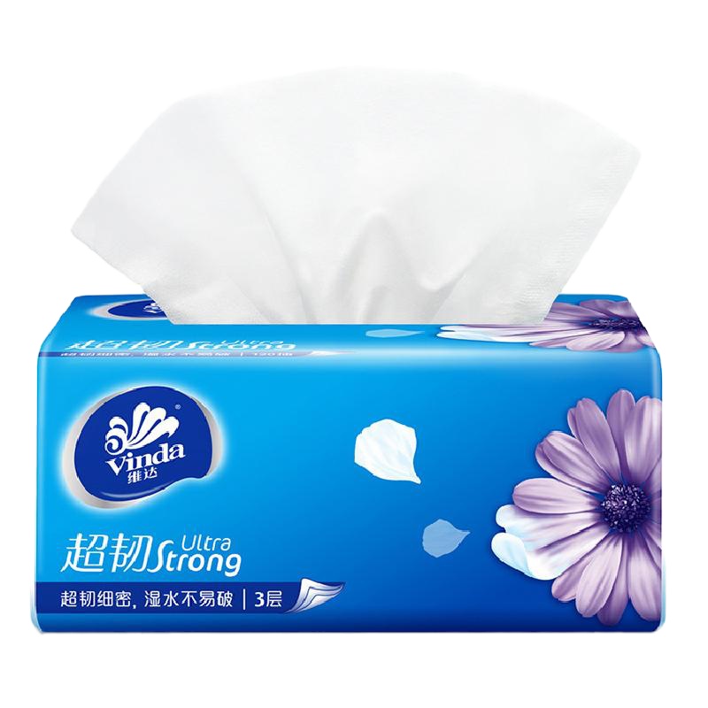 维达超韧3层抽取式纸面巾120抽4包v2223