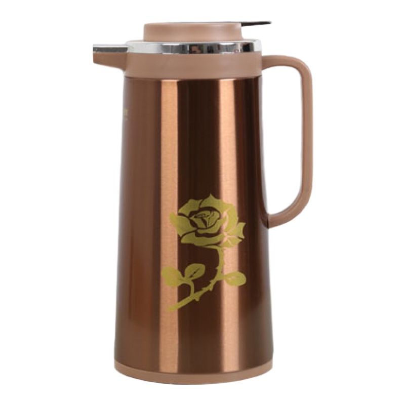 不锈钢保温壶家用热水瓶按压式热水壶大容量玻璃内胆保温水壶 封后 玫瑰金1.98819玫瑰金