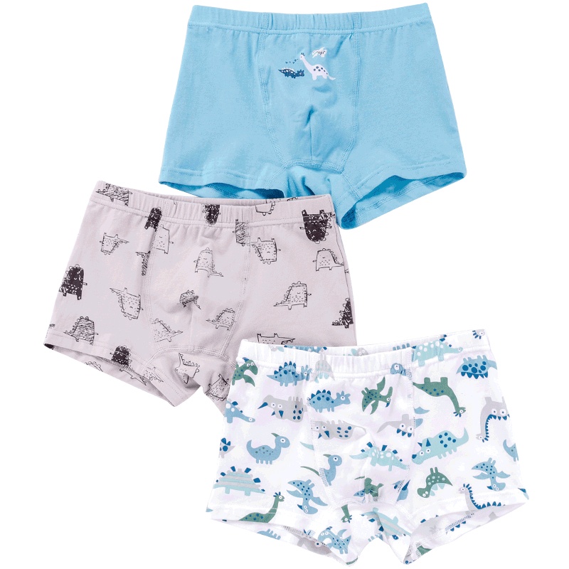 小红豆儿童内裤男童平角裤宝宝纯棉短裤中大童青少年短裤头三条装