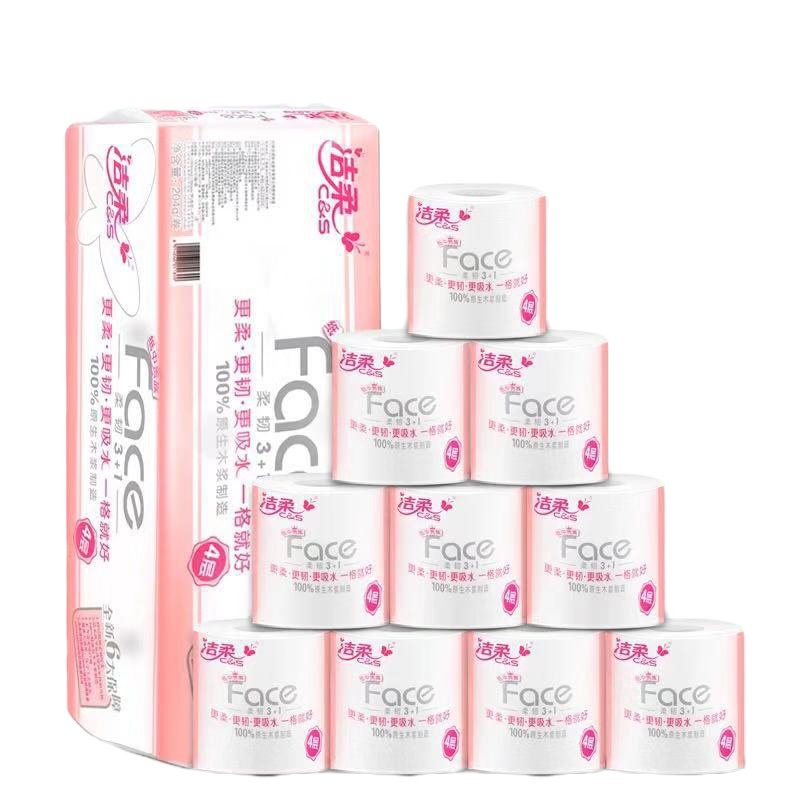 洁柔(C&S) Face(粉色)204克4层卷纸卫生纸(10卷装)
